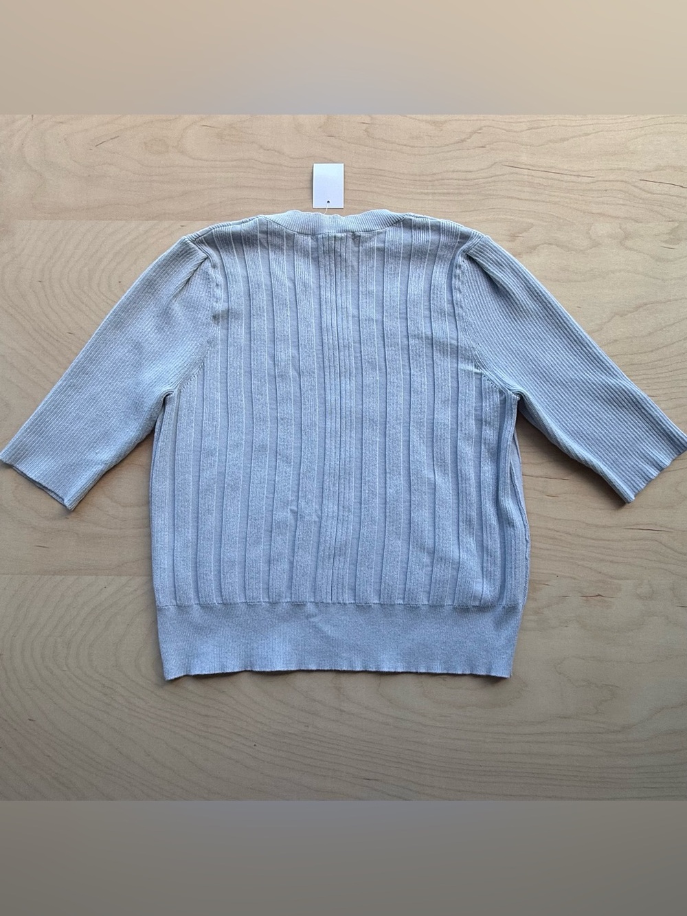 Brit.NY Ribbed v-neck Sweater Lightweight Knit Top Shirt Blue Gray size L NWT - Picture 2 of 8